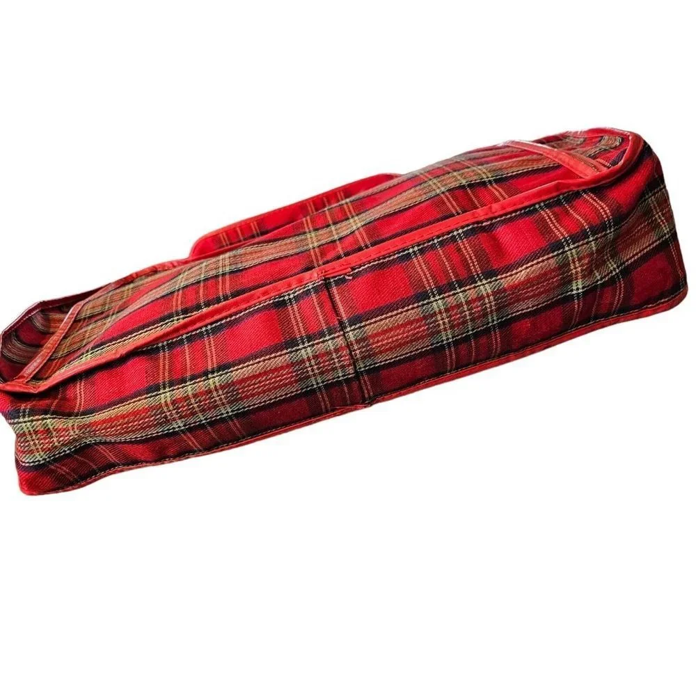 60s Retro Red Plaid Softshell Suitcase Carryon Luggage W Small Matching Bag 2 Pc